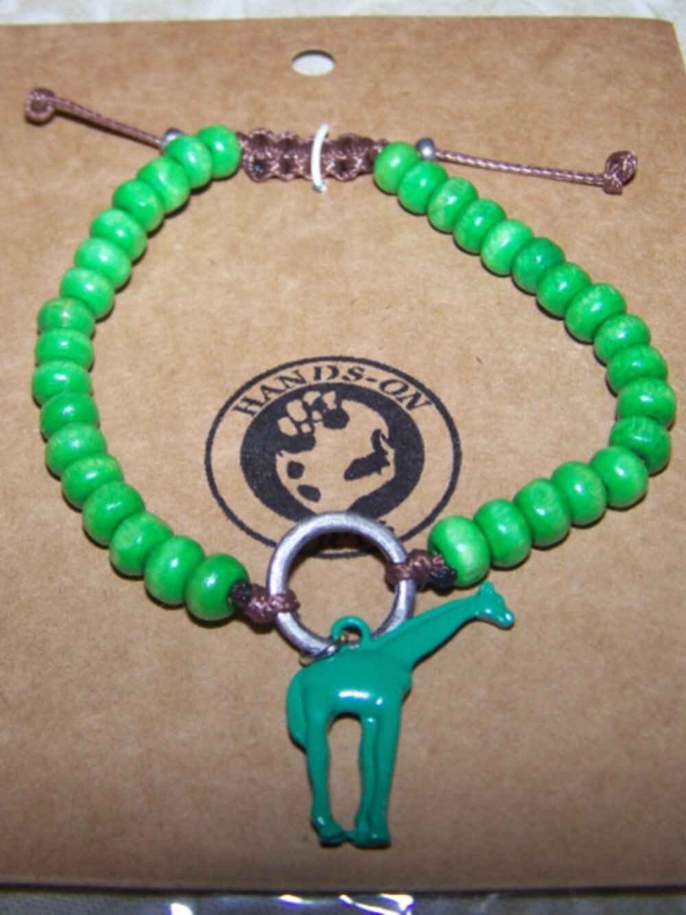 Handmade NWT Adjustable Beaded Bracelet with Giraffe Charm